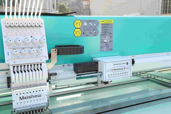 Bilgisayarlı Düz nakış makinesi Ticari 9 iğne nakış makinesi 10 Baş 1200RPM